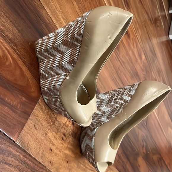 Bebe Platform Nude Wedges - Picture 3 of 3